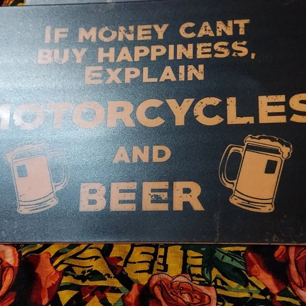 Metal Motorcycles & Beer Sign 8x12